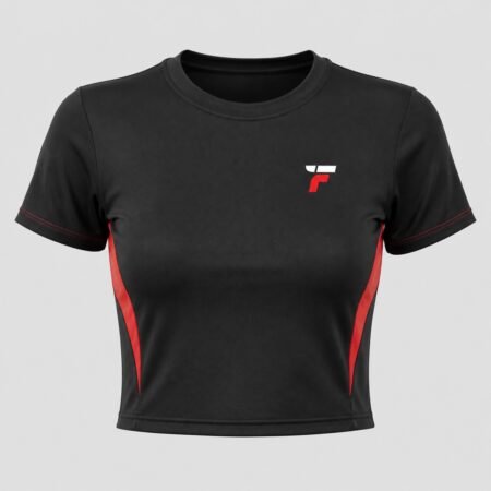 Camiseta Feminina Cropped Esportiva Preta ForjaFit